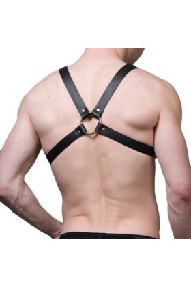 HSQSMWJ Harnais de Corps en Cuir PU Réglable avec Anneau à Boucle Poitrine Bandage Ceinture Faux Gay pour Homme Color:Black,S