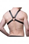 HSQSMWJ Harnais de Corps en Cuir PU Réglable avec Anneau à Boucle Poitrine Bandage Ceinture Faux Gay pour Homme Color:Black,S