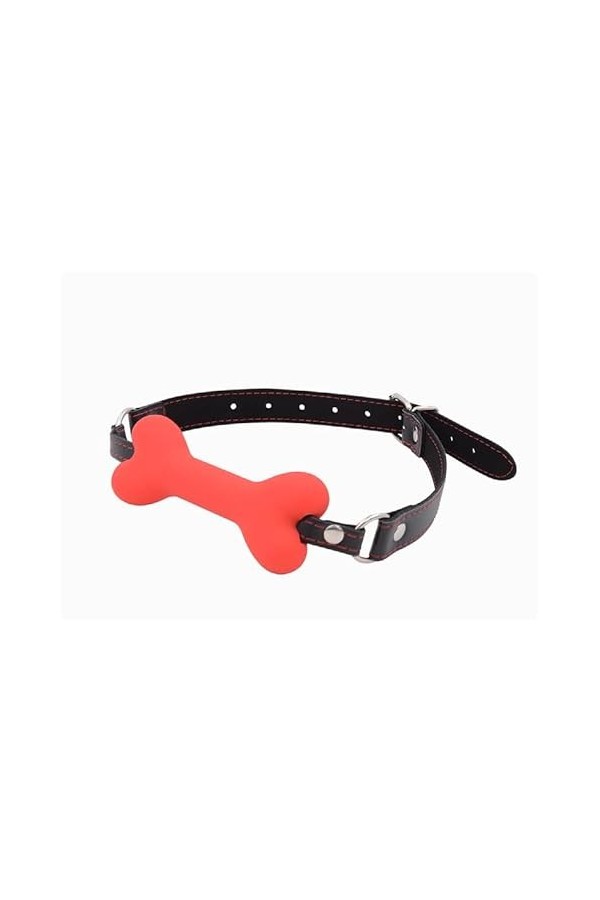 CUSON Silicone Dog Bone Gode Gag Réaliste Gode Bouche Gag avec Boule Silicone Noir
