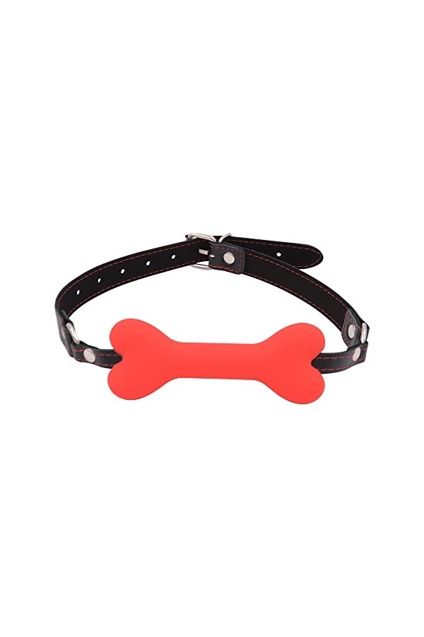 CUSON Silicone Dog Bone Gode Gag Réaliste Gode Bouche Gag avec Boule Silicone Noir