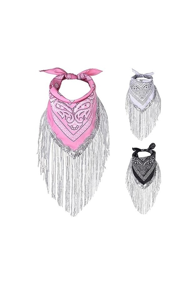 Cowgirl Bandanas Sequin femmes Bachelorette Bandanas gland garniture tête écharpe Cowgirl frange Bandanas foulard Bandanas li