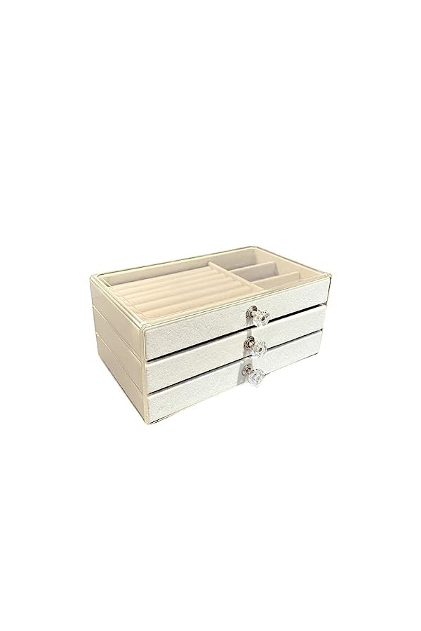 BEALIFE Organisateurs trois couches boîte de rangement de bijoux étui pratique support délicat femmes coiffeuse chambre décor