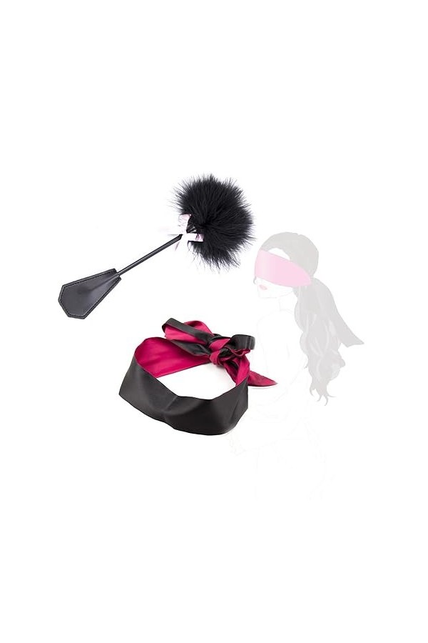 2Pcs Bandeau Les Yeux Bandés avec Plume Fouet Tickler