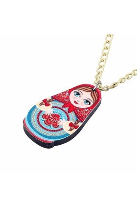 NELLN Collier acrylique mode russe poupée collier pendentif collier Choke Holiday Jewelry cadeau pour femme