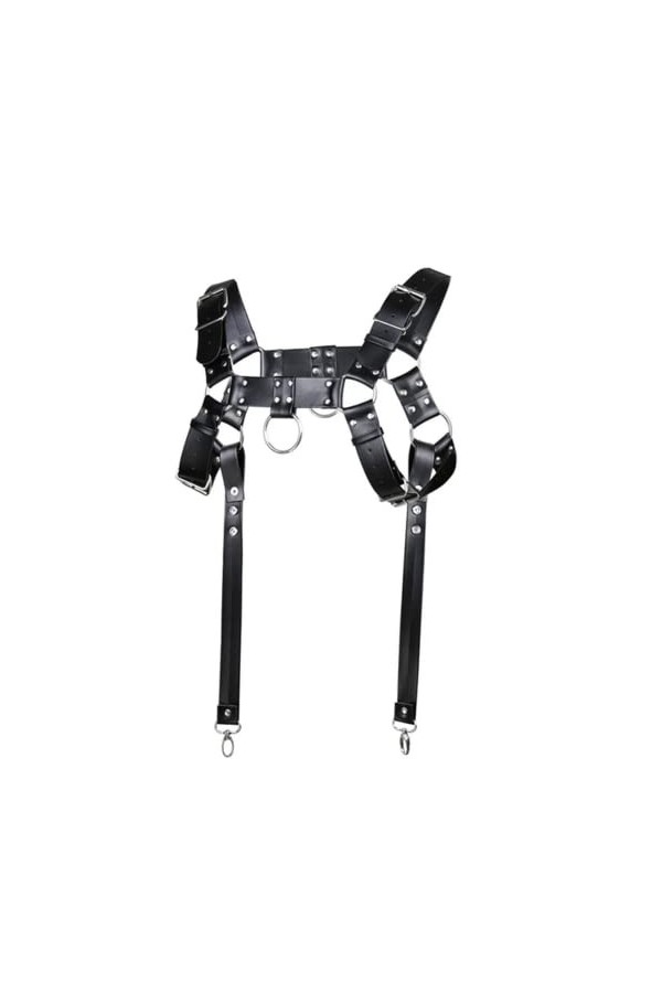 HSQSMWJ Homme Harnais de Poitrine Réglables Cuir Épaule Muscle Corps Punk Style Color:Black,Size:One Size 