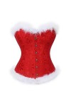 Costume Corset Noël Avec Plumes Noires Et Rouges Bustiers Lingerie Haut Gainant Costume Noël Coquin Costumes Noël Pour Femmes