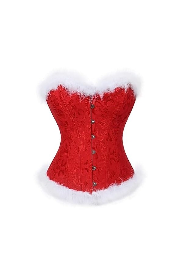 Costume Corset Noël Avec Plumes Noires Et Rouges Bustiers Lingerie Haut Gainant Costume Noël Coquin Costumes Noël Pour Femmes