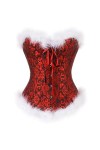 Costume Corset Noël Avec Plumes Noires Et Rouges Bustiers Lingerie Haut Gainant Costume Noël Coquin Costumes Noël Pour Femmes