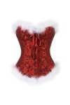 Costume Corset Noël Avec Plumes Noires Et Rouges Bustiers Lingerie Haut Gainant Costume Noël Coquin Costumes Noël Pour Femmes