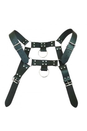HSQSMWJ Harnais de Poitrine en Cuir pour Homme Corps PU Réglable avec Anneau à Boucle Gay Bar Pub Jeu Rôle Plaisir Color:Blac