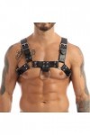 HSQSMWJ Harnais de Poitrine en Cuir pour Homme Corps PU Réglable avec Anneau à Boucle Gay Bar Pub Jeu Rôle Plaisir Color:Blac