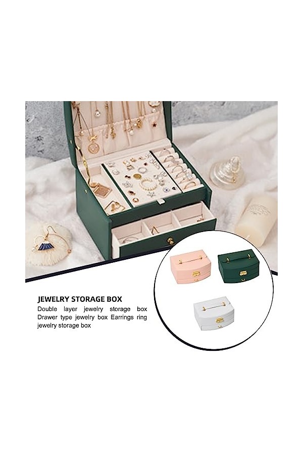 eexuujkl Bijoux Boîte De Rangement Conteneur Ménage Double Couche Colliers Anneaux Tiroir Organisateur Vitrine Conteneur De S