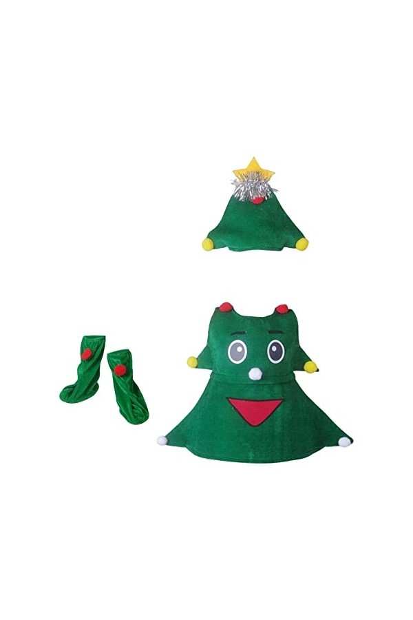 Perfeclan Nouveauté Enfants Sapin de Noël Costume Vêtements Habiller avec Couvre-Chaussures Unisexe Vêtements de Noël pour Fê