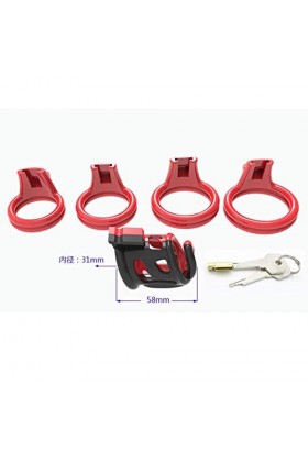 Anneau de verrouillage rouge respirable de la cage cÜcK pour hommes.