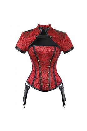 ZLXDP Corsets Femmes Vêtements Underbust Gothique Rétro Bustier Corsage Femme Faux Cuir Punk Corset Set couleur : D, taille 