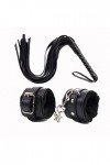 HUNTVE Fouet en Cuir PU pour Cosplay Party Props Spàńkińg Sèxy Toy Foreplay Bo`ndà-gé Slave Game Cosplay Noir 