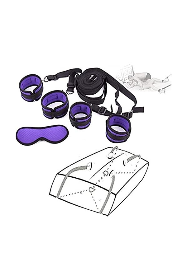 WJE Costume de Jeu de rôle détachable en Acier Inoxydable BSDM, Exercice de Cheval à Une Ligne Noir et Rouge 