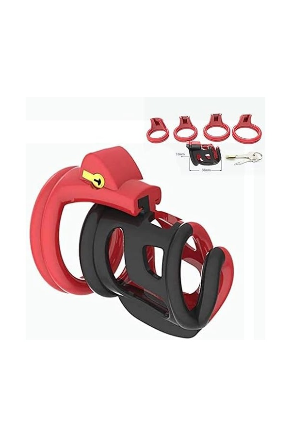 Cage de Verrouillage en Métal Avec Cages Confortables Noir et Rouge Hommes Heureux Dispositif de Verrouillage