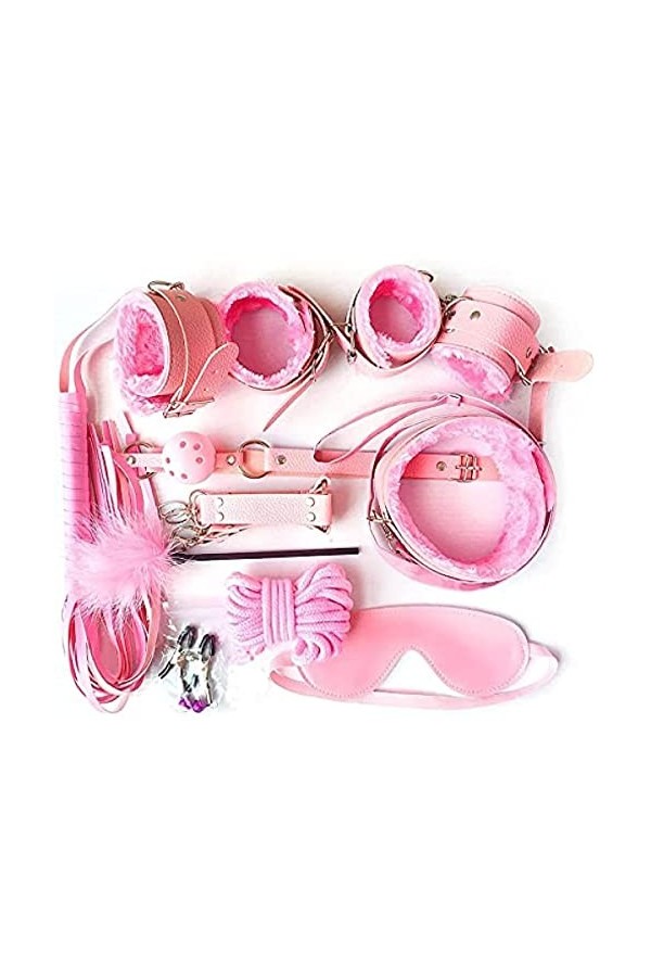 WJE Kit de Bandage BDSM Mobilier de Lit Durable et Réglable Ensemble de 10 Pièces Noir et Rouge 