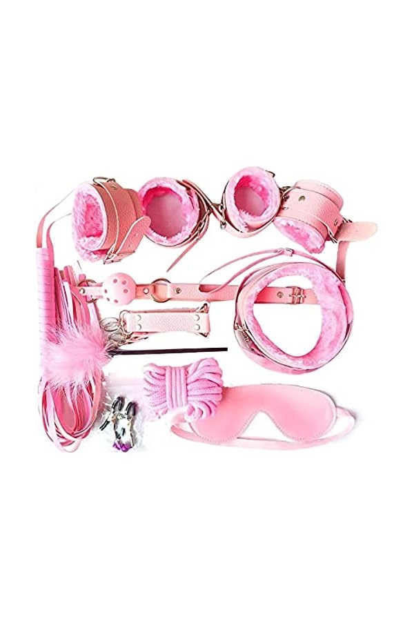 WJE Kit de Bandage BDSM Mobilier de Lit Durable et Réglable Ensemble de 10 Pièces