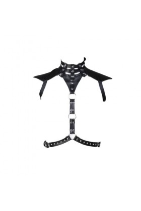 HSQSMWJ Homme Harnais de Poitrine de Corps Body Bandage Réglable en Faux Cuir Gay Bar Pub Jeu de Rôle Plaisir Color:Black,Si