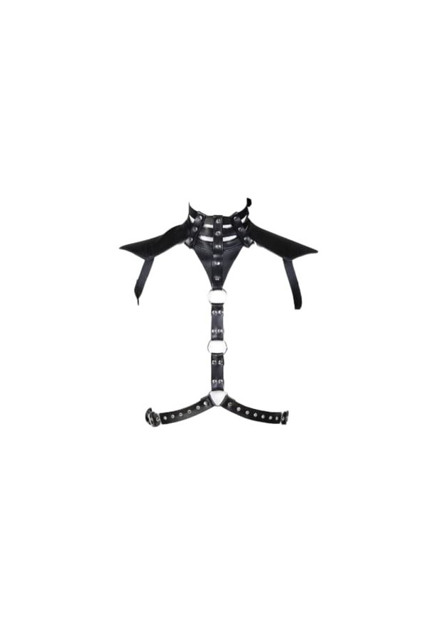 HSQSMWJ Homme Harnais de Poitrine de Corps Body Bandage Réglable en Faux Cuir Gay Bar Pub Jeu de Rôle Plaisir Color:Black,Si