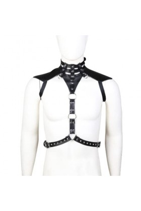 HSQSMWJ Homme Harnais de Poitrine de Corps Body Bandage Réglable en Faux Cuir Gay Bar Pub Jeu de Rôle Plaisir Color:Black,Si