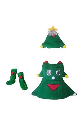 Perfeclan Nouveauté Enfants Sapin de Noël Costume Vêtements Habiller avec Couvre-Chaussures Unisexe Vêtements de Noël pour Fê