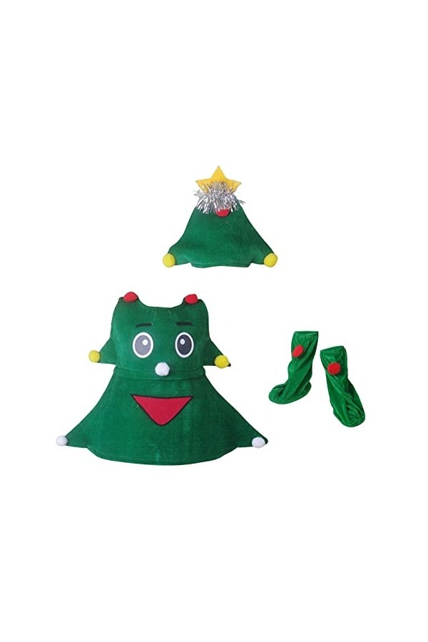 Oshhni Vêtements de costume darbre de Noël pour enfants avec couvre-chaussures tenue pour enfants pour décor de festival, 12