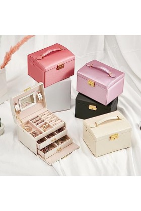 BEALIFE Boîte à Bijoux Trois Couches Pendentifs Papier Solide Collier Stockage Présent Emballage Organisateur Portable Décora