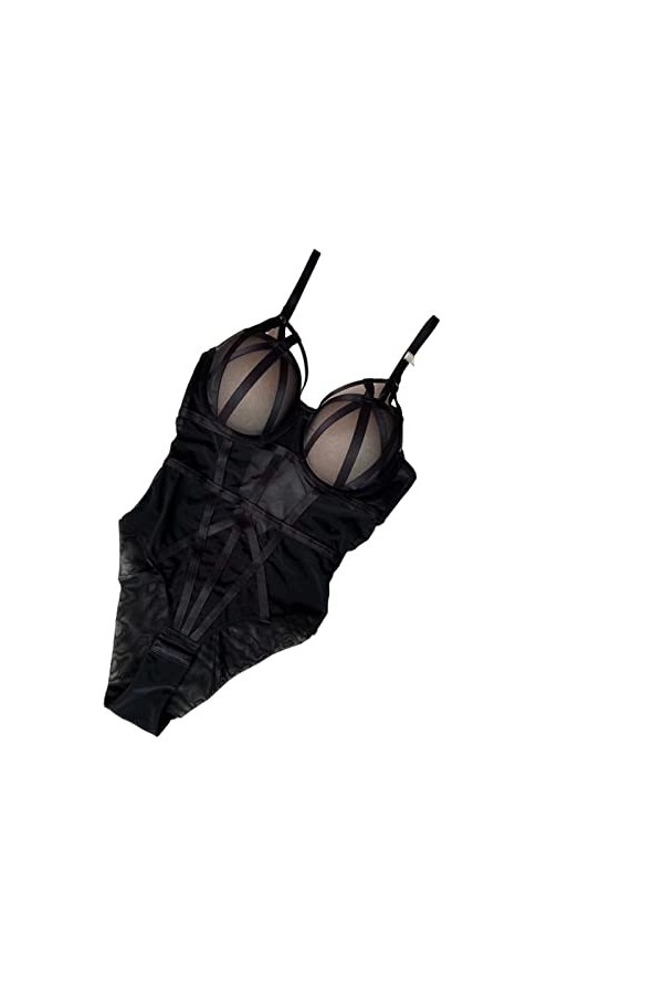 Rassemblez le soutien respirant corps sculptant soutien-gorge une pièce sexy dentelle creux transparent corset une pièce Col