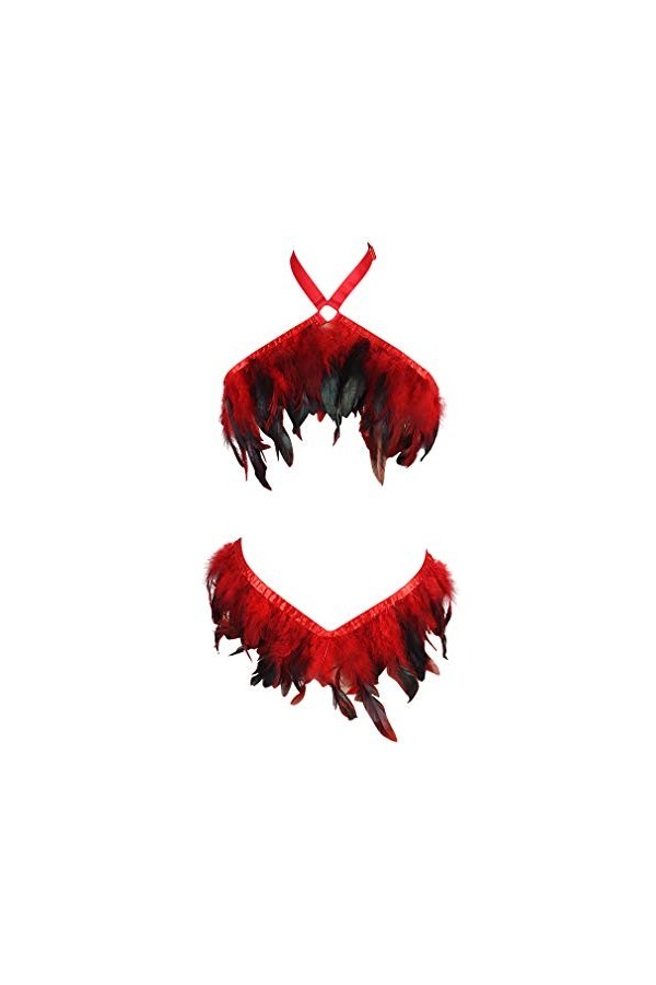 Femmes Feather Harnais Bralette Rave Punk Harnais Complet Lingerie Plus La Taille À Bretelles Creux Out Frame Ceintures Ensem