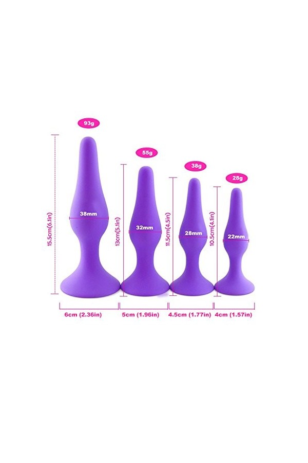 ZILZAL 4Pcs Anel Dilator Set Pour Fémmés Hömmées Grand Kit de Formation de Démarrage Carlin Doux Masseur Es Formateur Vaginal