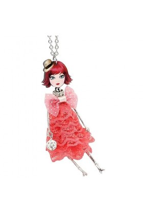NELLN Collier tissu robe Belle poupée collier pendentif long alliage Collier Chaîne Femmes bijoux de mode
