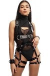Cage Gothique Punk Ceinture en Cuir pour Femmes, Harnais Chaîne Sexy Harnais De Poitrine Ensemble De Lingerie Color : Black 