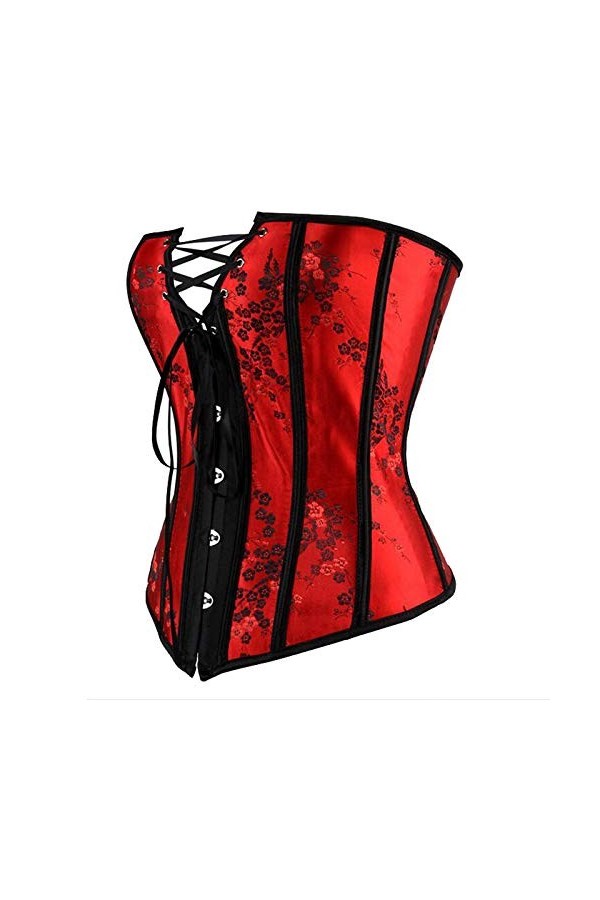 IQYU Corset pour femme - Corset de taille plus avec imprimé - Sous-vêtements sexy - Taille étroite, rouge, 5XL