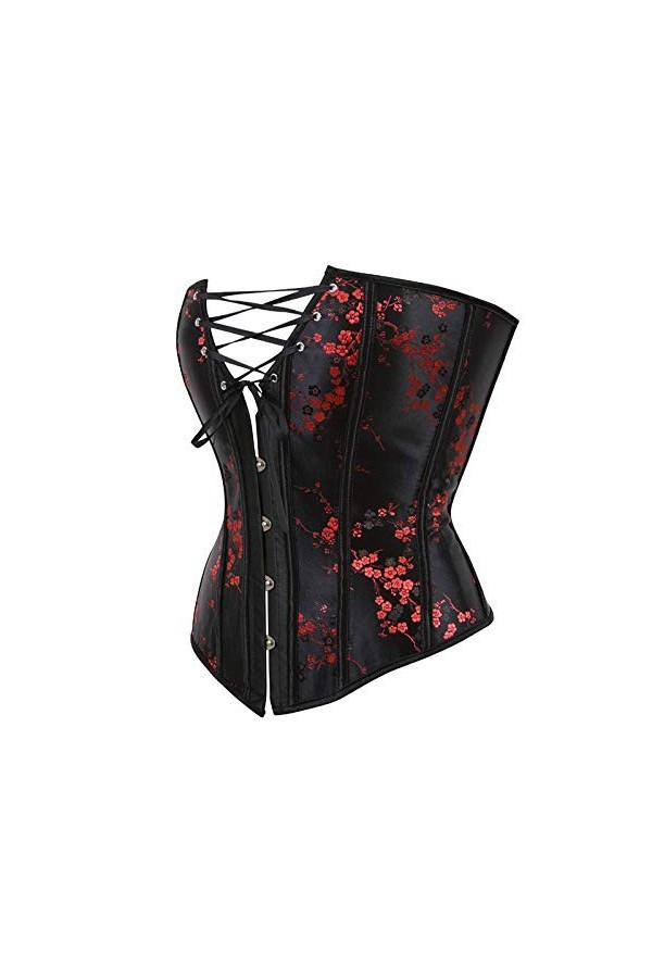 IQYU Corset pour femme - Corset de taille plus avec imprimé - Sous-vêtements sexy - Taille étroite, rouge, 5XL