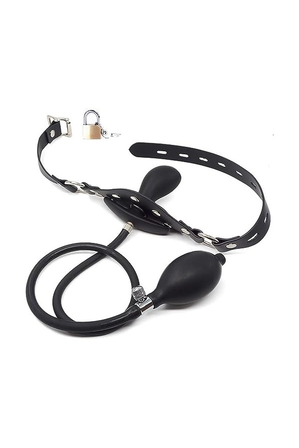 Gonflable Mouth Gag Silicone Mouth Bit Ball Gag Silicone with Leather Paly Ball for Women Men