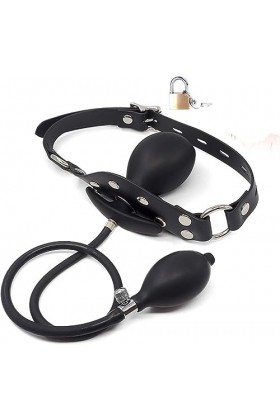 Gonflable Mouth Gag Silicone Silicone Realistic Mouth Gag with Ball, Adjustable Strap on Mouth Gag for SM
