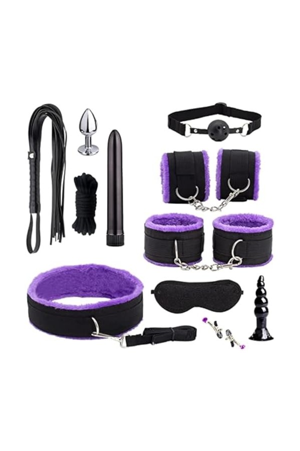 BDDE -12 Pices-Set Lit Toy Femme Sports de Mode Design Corps Vêtements Kit Fourrure Collier Yoga Retenue Sexy Menottes Šex Ad