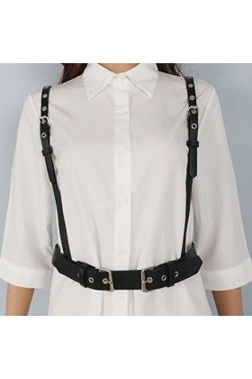 GALSOR Harnais en Cuir Harnais de Poitrine réglable en Cuir PU for Femmes Punk Gothique personnalisé Taille Amincissante inté
