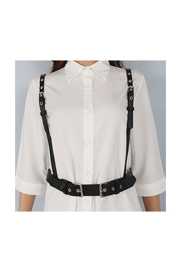 GALSOR Harnais en Cuir Harnais de Poitrine réglable en Cuir PU for Femmes Punk Gothique personnalisé Taille Amincissante inté