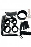 HUNTVE B D S M Costume Accessory Kit - 7 Piece Set with/Blindfold Necklace Handcuffs Ankle Cuffs Whip Noir 