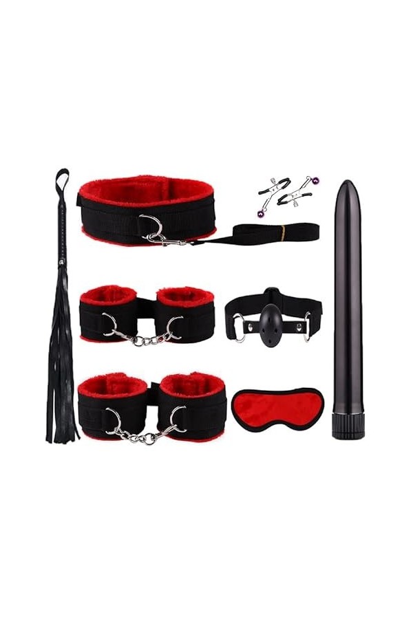 8Pcs Kit Sm Bandage 8pcs Vêtements Retenue Fourrure Corps Jouet Sexy Programme Femme Menottes Šex Adulte Collier B-D-S-M Spor