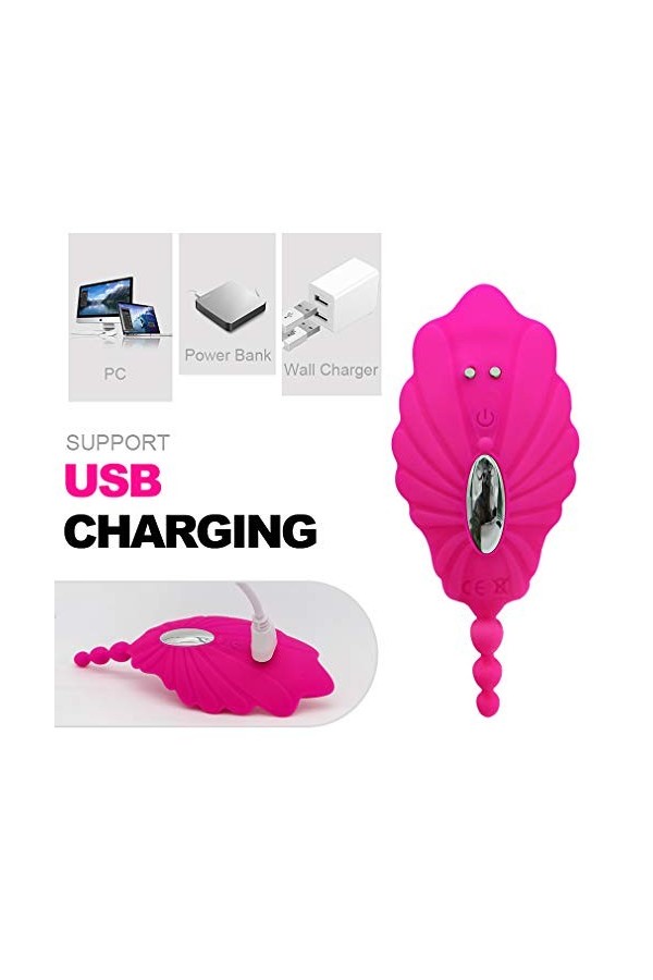 Jouet de massage papillon portable - Vitesse multiple - Télécommande sans fil - Silencieux doux pour la peau - Dispositif de 