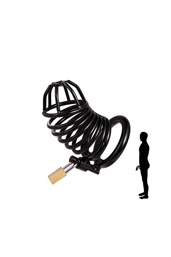 Cylindre de Verrouillage en Acier Inoxydable en Alliage Noir pour Hommes Solide Serrure en métal Rond Villa Cage à Oiseaux en