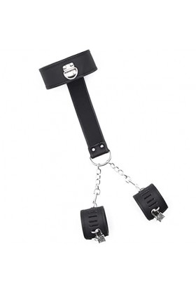 Menottes verrouillables en Cuir Noir, Manches de Cou réglables, Sangles, Accessoires de Performance, appareils féminins