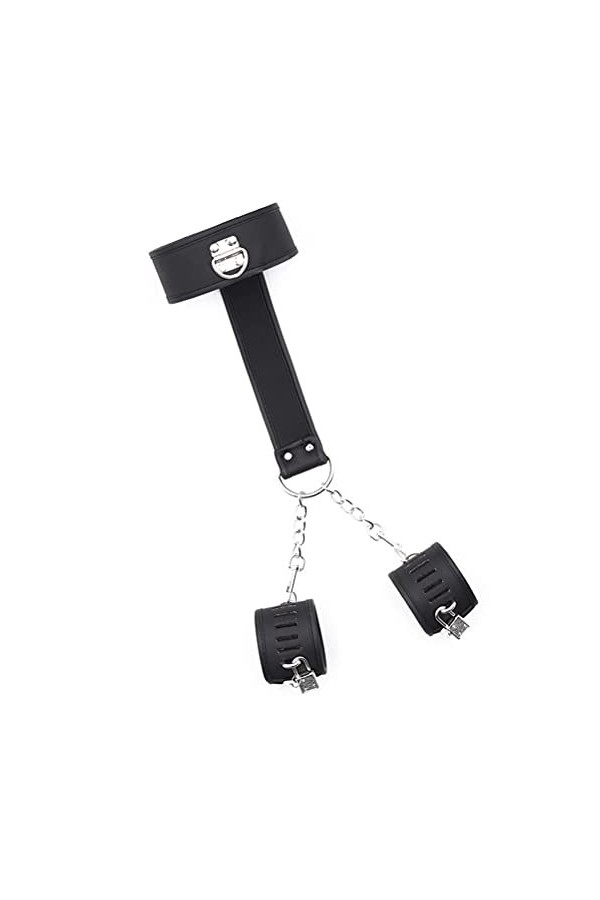 Menottes verrouillables en Cuir Noir, Manches de Cou réglables, Sangles, Accessoires de Performance, appareils féminins