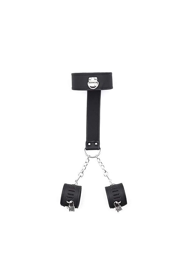 Menottes verrouillables en Cuir Noir, Manches de Cou réglables, Sangles, Accessoires de Performance, appareils féminins
