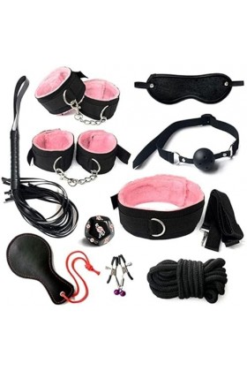 10Pcs/Set Bondagerie Couple Menottes Sex Adulte VêTements Collier Yoga Sports Fourrure Toy Sm141